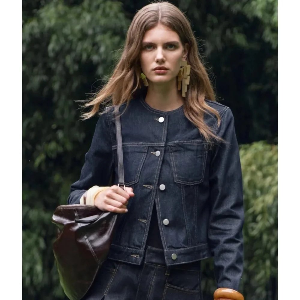 Zara Collection Blogger Fave Fitted Denim Blazer/Jacket Size Medium - Picture 6 of 12